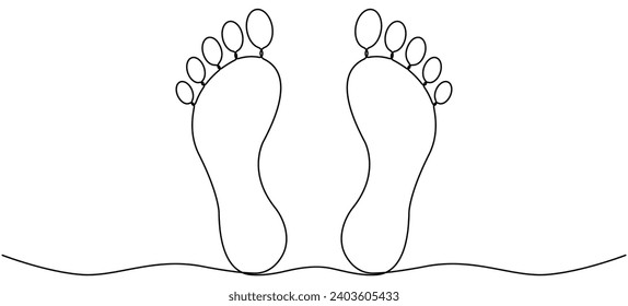 Continuous line drawing human footprint. Human linear foot symbol. Vector illustration isolated on white.