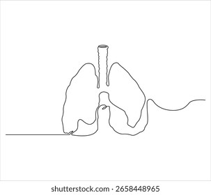 Dibujo continuo de la línea del pulmón humano. Ilustración de una sola línea de pulmón humano. Concepto del día del cáncer de pulmón. Esquema editable