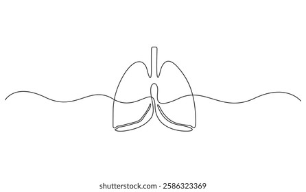 Continuous line drawing of human organ lungs minimalist lung design healthy person Vector illustration