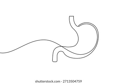 Continuous line drawing of the human stomach, a simple and minimalist artistic illustration