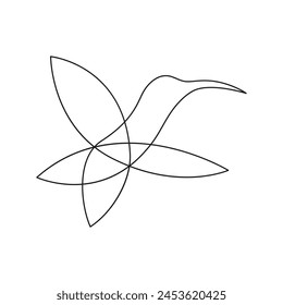 Continuous line drawing of hummingbird Icon symbol Design Symbol Template Flat Style Vector