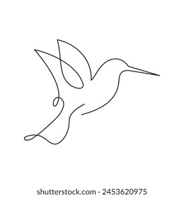 Continuous line drawing of hummingbird Icon symbol Design Symbol Template Flat Style Vector