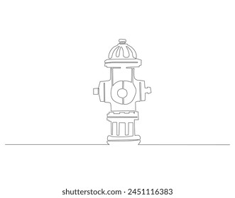 Continuous line drawing of hydrant. One line of hydrant for firefighting. Firefighting concept continuous line art. Editable outline