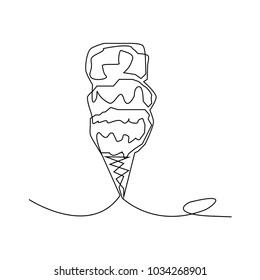 continuous line drawing of ice cream vector illustration