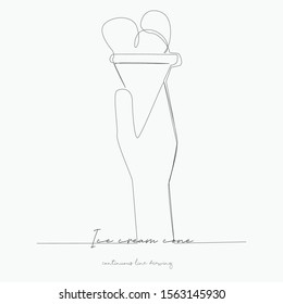 continuous line drawing. ice cream cone. simple vector illustration. ice cream cone concept hand drawing sketch line.