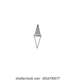 Continuous line drawing of ice cream, object one line, single line art, vector illustration