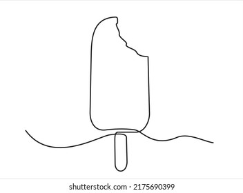 Continuous line drawing of ice cream. Ice cream one line icon. One line drawing background. Vector illustration. Ice cream black icon