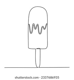Continuous line drawing of ice cream. Vector illustration
