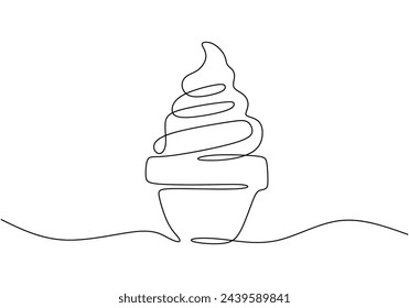 Dibujo de línea continua de helado. Dibujado a mano ilustración vectorial.