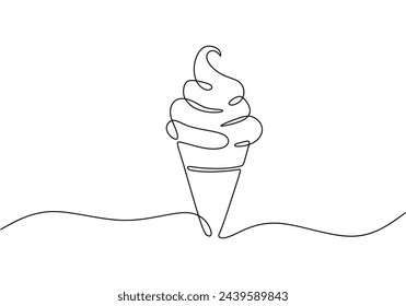 Continuous line drawing of Ice cream. Hand drawn vector illustration.