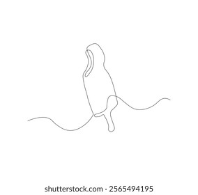 continuous line drawing ice cream stick one line continuous drawing illustration. Hand drawn linear silhouette icon. Minimal outline design element for print, banner, card, flyer, logo, menu.