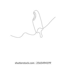 continuous line drawing ice cream stick one line continuous drawing illustration. Hand drawn linear silhouette icon. Minimal outline design element for print, banner, card, flyer, logo, menu.