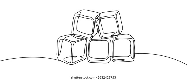Continuous line drawing of ice cubes Editable stroke