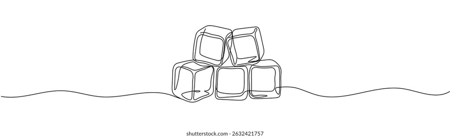 Continuous line drawing of ice cubes Editable stroke