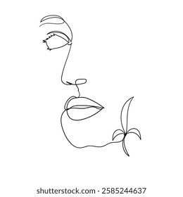 continuous line drawing icon beautiful women's image