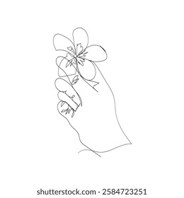 continuous line  drawing icon doodle hand holding flowers