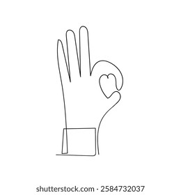 continuous line drawing icon doodle hands and symbol of love