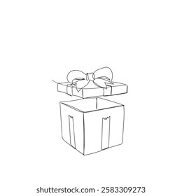 continuous line drawing icon gift with ribbon