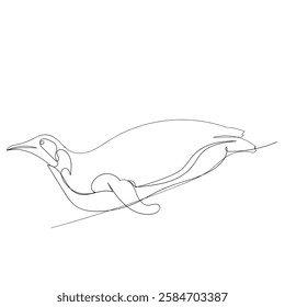 continuous line drawing icon polar penguin