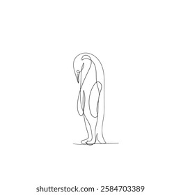 continuous line drawing icon polar penguin