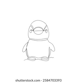 continuous line drawing icon polar penguin