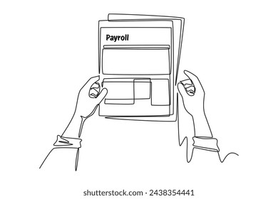 Continuous line drawing icon of Salary Payment, employee or workers are happy receive a monthly salary, people calculating money, active income, flat vector modern illustration 