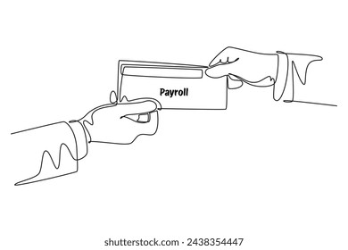 Continuous line drawing icon of Salary Payment, employee or workers are happy receive a monthly salary, people calculating money, active income, flat vector modern illustration 