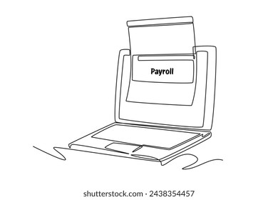 Continuous line drawing icon of Salary Payment, employee or workers are happy receive a monthly salary, people calculating money, active income, flat vector modern illustration 