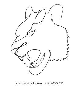 continuous line drawing icon tiger head
