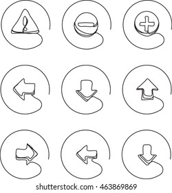 continuous line drawing icons - attention arrows