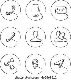 Continuous Line Drawing Icons - Business Contacts