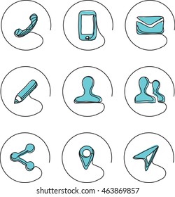 continuous line drawing icons - business contacts