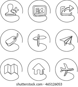 Continuous Line Drawing Icons - Contacts Locations