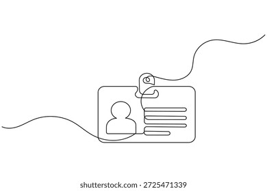 Dibujo de línea continuo de la tarjeta de identificación con Arte vectorial de cordón