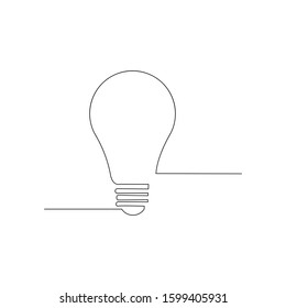 continuous line drawing of idea bulb vector illustration