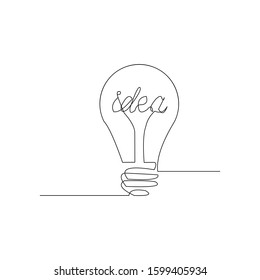 continuous line drawing of idea bulb vector illustration