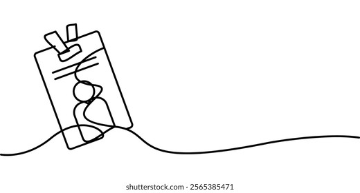 continuous line drawing of identity card symbol. abstract line art illustration