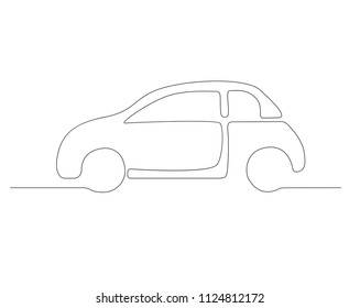 Continuous line drawing. Illustration of car on white
