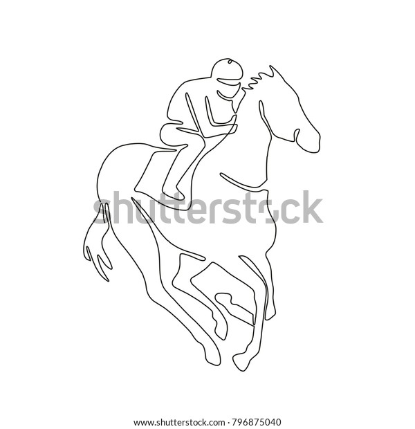 Continuous Line Drawing Illustration Jockey Riding Stock Vector ...