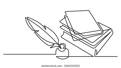 continuous line drawing illustration of open book as concept of learning education and knowledge