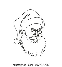 Continuous line drawing illustration of Santa Claus Kris Kringle Father Christmas viewed from side done in mono line or doodle style in black and white on isolated background.