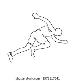 Continuous line drawing. Illustration shows a the running girl.