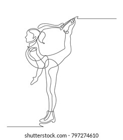 Continuous line drawing. Illustration shows a skater performs exercises. Figure skating. Winter sport. Vector illustration