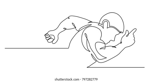 Continuous line drawing. Illustration shows a athlete. Running man. Sport. Athletics. Vector illustration
