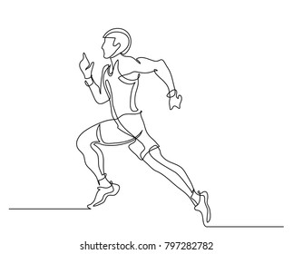 Continuous Line Drawing. Illustration Shows A Athlete. Running Man. Sport. Athletics. Vector Illustration