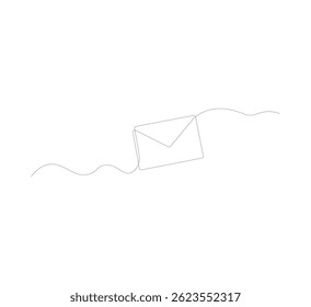 continuous line drawing image of envelope for sending letters, electronic mail vector, electronic envelope illustration