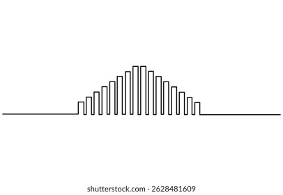 Continuous line drawing of increasing arrow up sign symbol, Growing graph in continuous one line drawing style line art business chart icon vector illustration.