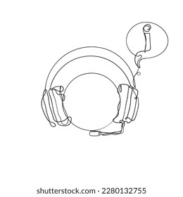 Kennzeichen für fortlaufende Zeilenzeichnung mit Headset-Abbildung