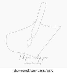 continuous line drawing. ink pen and paper. simple vector illustration. ink pen and paper concept hand drawing sketch line.
