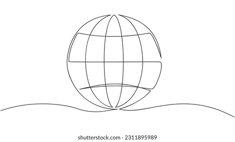 Continuous line drawing international globe icon for websites.Vector